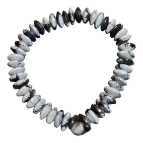 Bracelet Obsidienne Neigeuse Disques de Pierre