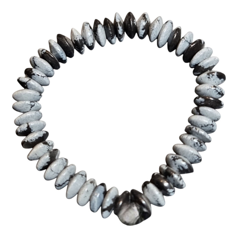 Bracelet Obsidienne Neigeuse Disques de Pierre