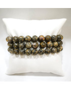Bracelet Jaspe Pop Gris Pierres Rondes 8mm