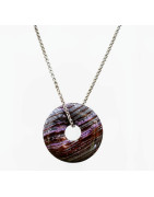 Pendentif Sugilite Donut avec Chaîne Acier Inox 42 + 6 cm