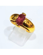 Bague Rubis de Synthèse Plaquée or