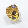 Bague Zirconium Type Chevalière Plaquée or Taille 52