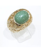 Bague Aventurine Verte Plaquée Or Taille 58