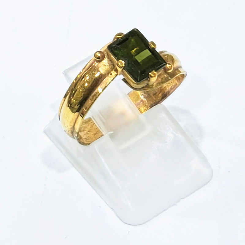 Bague Tourmaline Verte Plaquée Or Taille 55