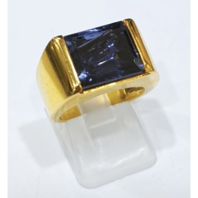 Bague Tanzanite Plaquée Or type Chevalière Taille 52