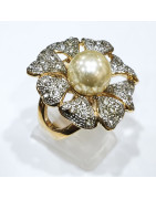 Bague Perle de Majorque Swarovski Plaquée Or Taille 59