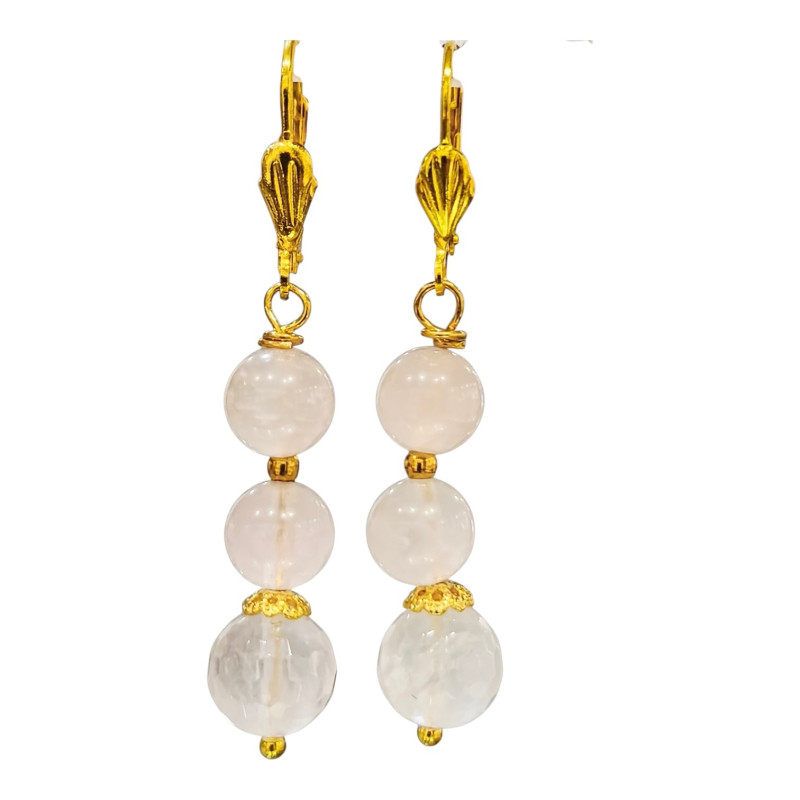 Boucles Quartz Rose Plaquées Or