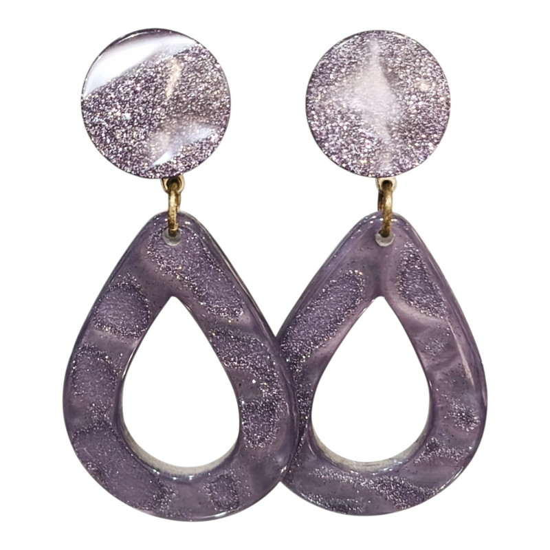 Boucles Bakélite Mauve à Clips