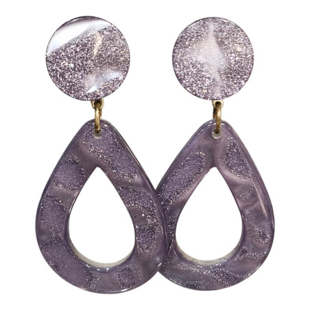 Boucles Bakélite Mauve à Clips