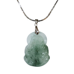 Pendentif Jade Bouddha avec Chaîne Acier Inox 24 cm