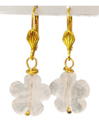 Boucles Quartz Rose Fleur Plaquée Or