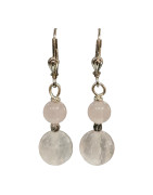 Boucles Quartz Rose Argent 925