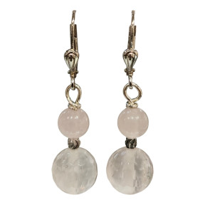 Boucles Quartz Rose Argent 925