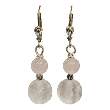 Boucles Quartz Rose Argent 925