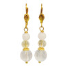 Boucles Quartz Rose et Cristal de Roche Plaquées Or