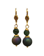 Boucles Bismuth et Mica Vert Plaquées Or