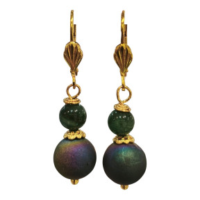 Boucles Bismuth et Mica Vert Plaquées Or