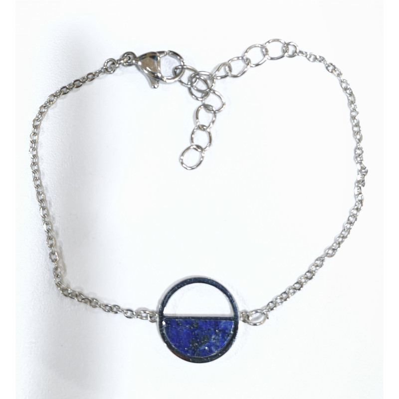 Bracelet Lapis-Lazuli Acier Inox 16 + 3 cm