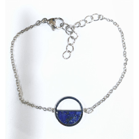 Bracelet Lapis-Lazuli Acier Inox 16 + 3 cm