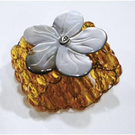 Bague Perles de Verre Fleur Taille 56/58