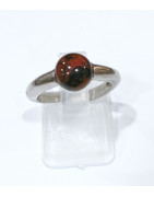 Bague Jaspe Sanguin Argent 925 Taille Réglable 52/56