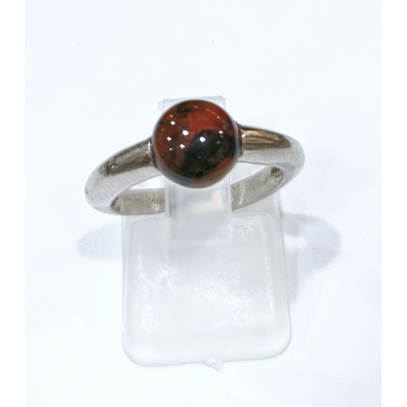 Bague Jaspe Sanguin Argent 925 Taille Réglable 52/56