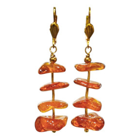 Boucles Ambre Baltique Baroque Plaquées Or