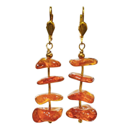 Boucles Ambre Baltique Baroque Plaquées Or