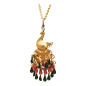 Pendentif Paon Perles de Verre Plaqué Or avec Chaîne 40 cm