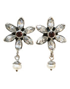 Boucles Zirconium Nacre Fleurs Argent 925