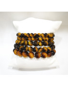 Bracelet Fantaisie Imitation Œil de Tigre Perles de 8 mm Résine