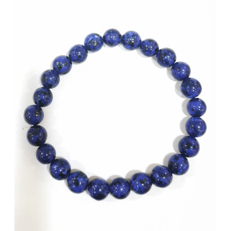 Bracelet Fantaisie Imitation Lapis-lazuli Perles Rondes 8mm Résine