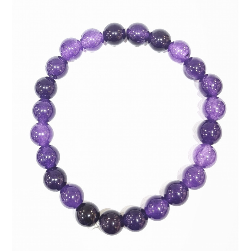 Bracelet Fantaisie Imitation Améthyste Perles Rondes 8mm Résine
