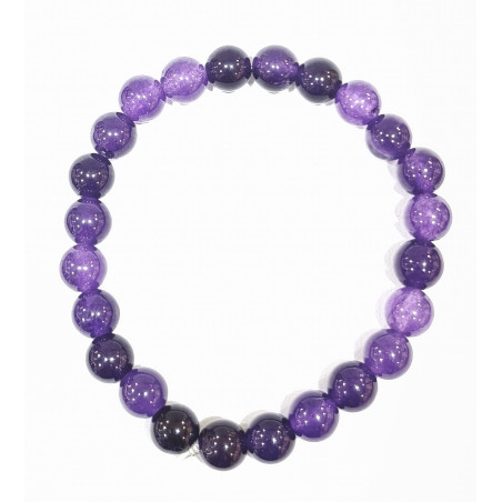 Bracelet Fantaisie Imitation Améthyste Perles Rondes 8mm Résine