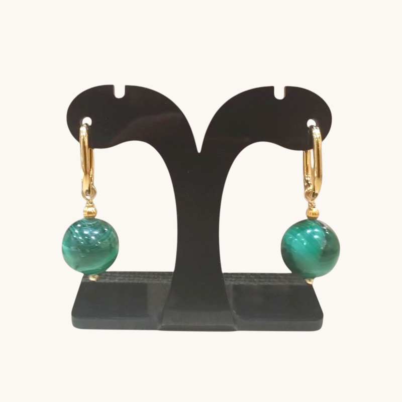 Boucles Réglables Malachite Plaqué Or