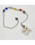 Pendentif Cristal de Roche Etoile Merkaba 7 Chakras