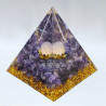 Pyramide Orgonite de protection Améthyste et Boule Quartz rose 10cm