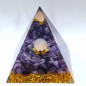 Pyramide Orgonite de protection Améthyste et Boule Quartz rose 10cm