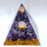 Pyramide Orgonite de protection Améthyste et Boule Quartz rose 10cm