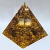 Pyramide Orgonite de protection Œil de Tigre et Boule Quartz rose 10cm