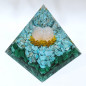 Pyramide Orgonite de protection Turquoise Malachite et Boule Cristal de Roche 8cm