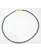Collier Perle d'Eau Douce Grise Grain de Riz 46 cm