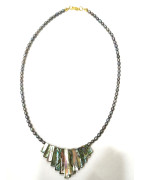 Collier Perle d'Eau Douce Grise Grain de Riz et Nacre 46 cm