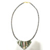 Collier Perle d'Eau Douce Grise Grain de Riz et Nacre 46 cm