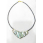Collier Perle d'Eau Douce Grise Grain de Riz et Nacre avec Inserts Billes Plaquées or 46 cm