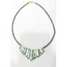 Collier Perle d'Eau Douce Grise Grain de Riz et Nacre avec Inserts Billes Plaquées or 46 cm