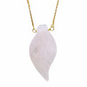Pendentif Quartz Rose Feuille sur Chaîne Plaquée or Réglable jusqu'à 60 cm