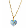 Pendentif Cœur Swarovski  Bleu 2.5 cm sur Chaîne Plaquée Or 52 cm