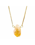 Pendentif Citrine sur Chaîne Plaquée Or Réglable jusqu'à 60 cm