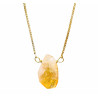 Pendentif Citrine sur Chaîne Plaquée Or Réglable jusqu'à 60 cm
